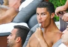 Soccer Player Ronaldo caught masticating at the pool with his brothers
